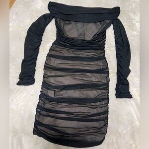 Elegant Black Off-Shoulder Midi Dress